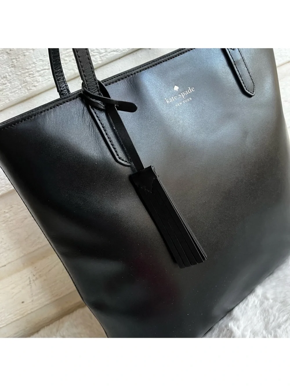 KATE SPADE Black Leather Saffiano Jana Knott Dumpling Mulberry Laptop Bag Tote
